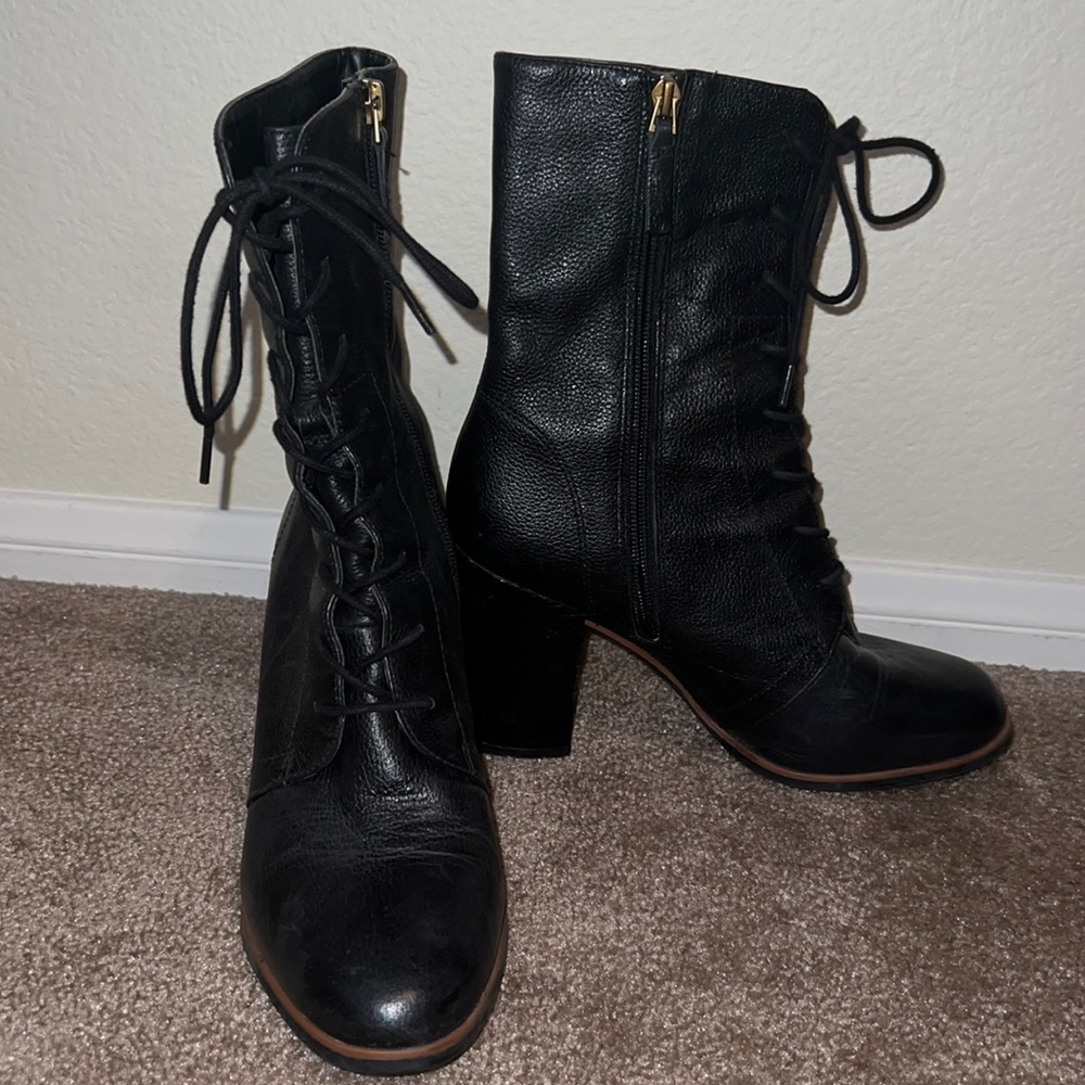 Franco Sarto Saratoga Black leather Boot Size US 8.5